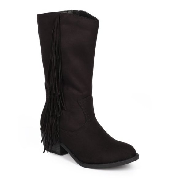 NEW Women's SODA ELVO-S Mid-calf Boots with Side FRINGES BLACK - Picture 2 of 5